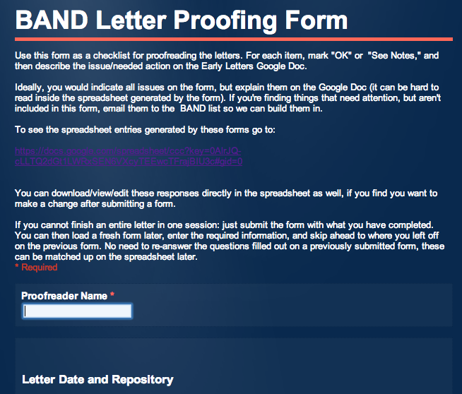 Proofing Form