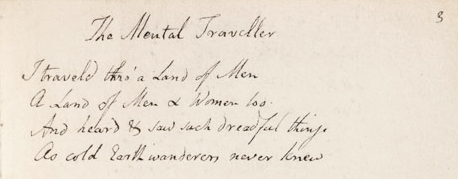Manuscript excerpt of William Blake's "The Mental Traveler."
