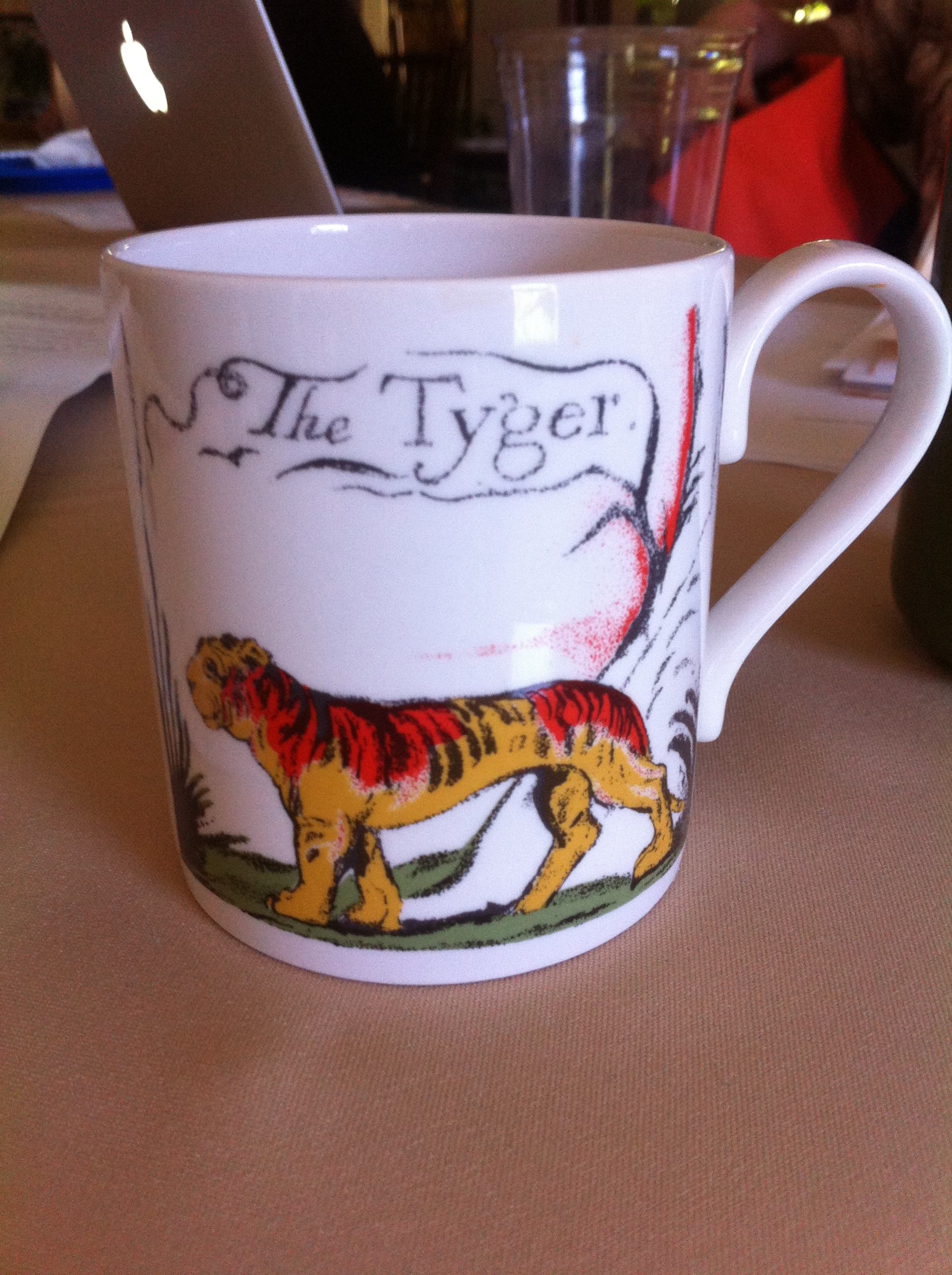 Coffee mug featuring William Blake's poem "The Tyger."