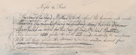 Screenshot of manuscript page from William Blake's Vala, the Four Zoas.